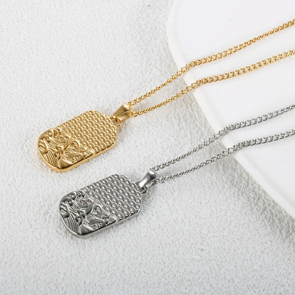 Square Pendants Delicate Stainless Steel Chain Pendant Necklace For Women Necklace