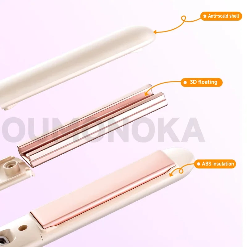 3-in-1 Hair Straightener for Hair Mini Flat Iron Styling Tools & Appliances Brush Beard Salon Hair Curler Professional Hot Comb
