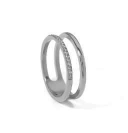 Zircon Inlay Ring – Waterproof Stainless Steel