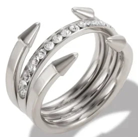 Crystal Zircon Bead Ring – Stainless Steel Fine Jewelry