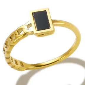 Zircon Inlay Ring – Waterproof Stainless Steel