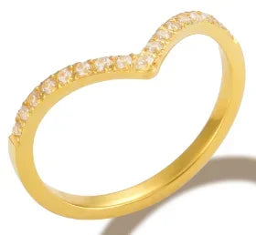 Crystal Zircon Bead Ring – Stainless Steel Fine Jewelry