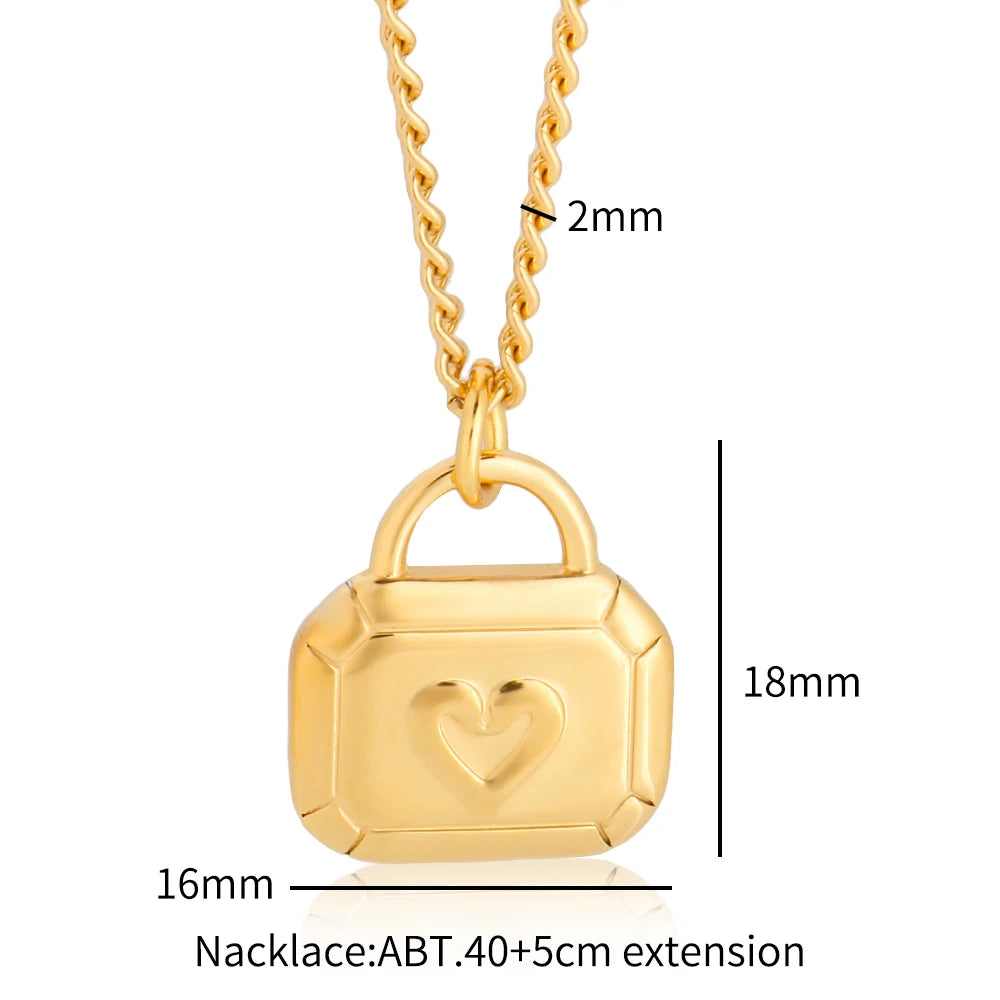 Stainless Steel Heart-shaped Pendant Necklace Metal Waterproof Jewelry For Women