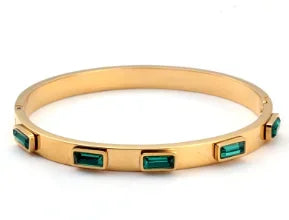 Crystal Triple-Stone Stainless Steel Bangle