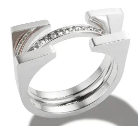 Zircon Inlay Ring – Waterproof Stainless Steel