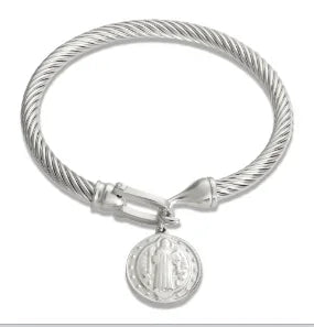 Crystal Triple-Stone Stainless Steel Bangle