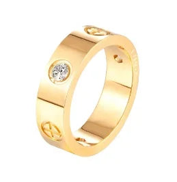 Crystal Zircon Bead Ring – Stainless Steel Fine Jewelry