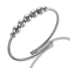 Crystal Triple-Stone Stainless Steel Bangle