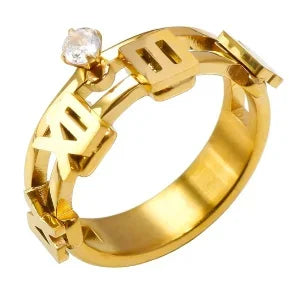 Zircon Inlay Ring – Waterproof Stainless Steel