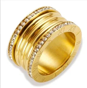 Crystal Zircon Bead Ring – Stainless Steel Fine Jewelry