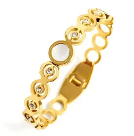 Crystal Triple-Stone Stainless Steel Bangle