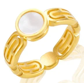 Zircon Inlay Ring – Waterproof Stainless Steel