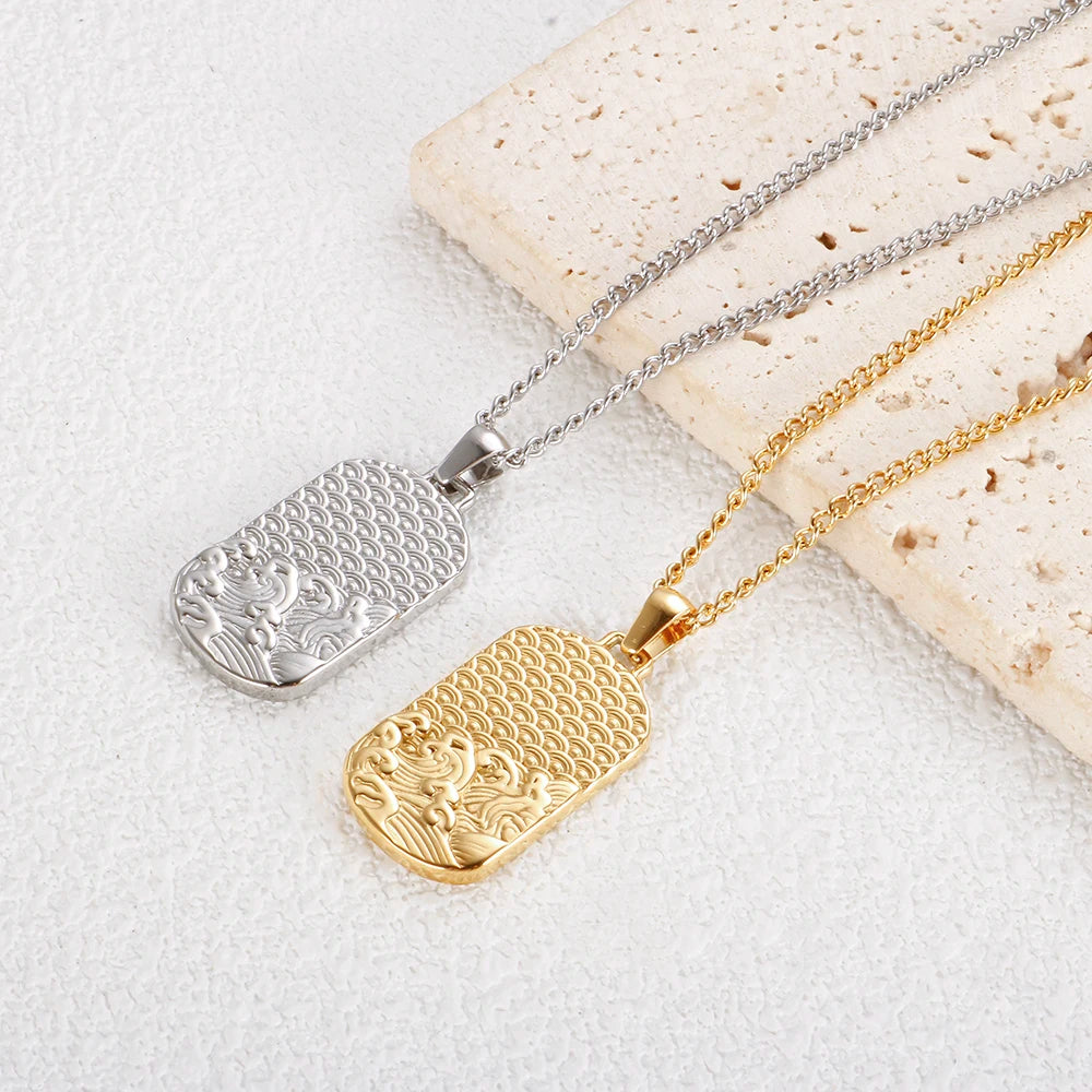 Square Pendants Delicate Stainless Steel Chain Pendant Necklace For Women Necklace
