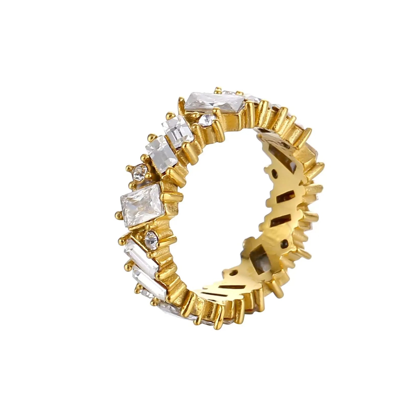 Zircon Inlay Ring – Waterproof Stainless Steel