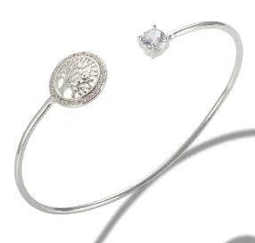 Crystal Triple-Stone Stainless Steel Bangle
