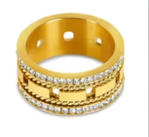 Zircon Inlay Ring – Waterproof Stainless Steel