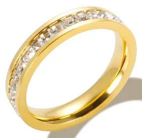 Crystal Zircon Bead Ring – Stainless Steel Fine Jewelry