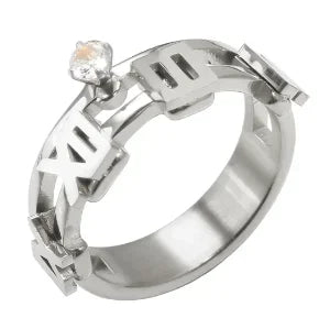 Zircon Inlay Ring – Waterproof Stainless Steel