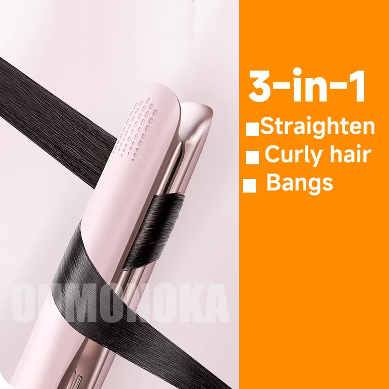 3-in-1 Hair Straightener for Hair Mini Flat Iron Styling Tools & Appliances Brush Beard Salon Hair Curler Professional Hot Comb