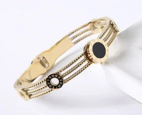 Crystal Triple-Stone Stainless Steel Bangle