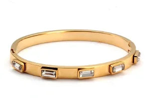 Crystal Triple-Stone Stainless Steel Bangle