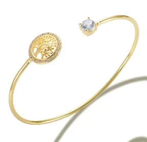 Crystal Triple-Stone Stainless Steel Bangle