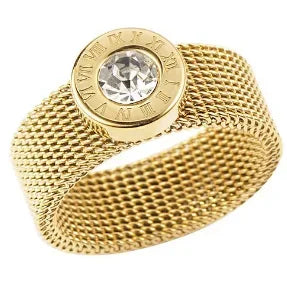 Crystal Zircon Bead Ring – Stainless Steel Fine Jewelry