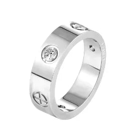 Crystal Zircon Bead Ring – Stainless Steel Fine Jewelry