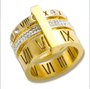 Personality Round Beads Ring Band Small Clear Crystal Zircon Waterproof Stainless Steel Rings Simple Granular Fine Jewelry