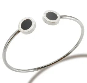 Crystal Triple-Stone Stainless Steel Bangle