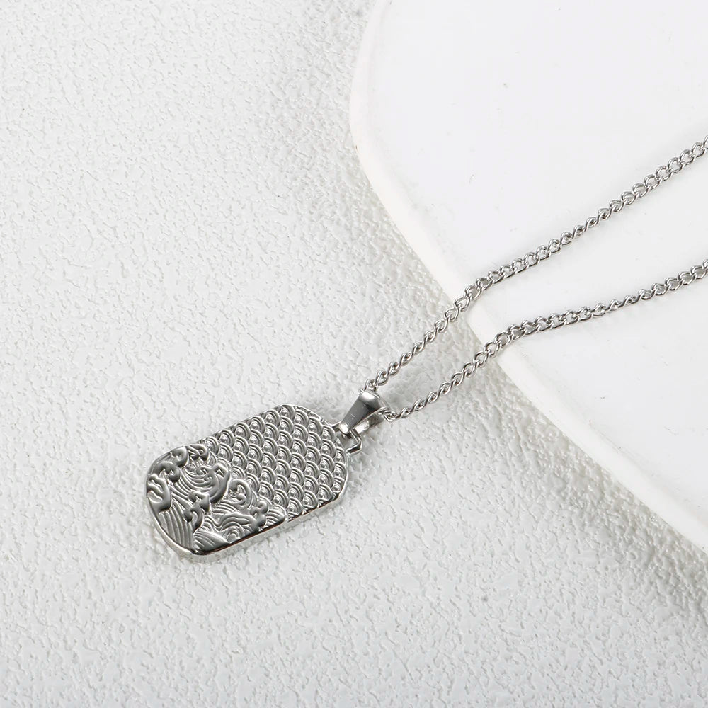 Square Pendants Delicate Stainless Steel Chain Pendant Necklace For Women Necklace