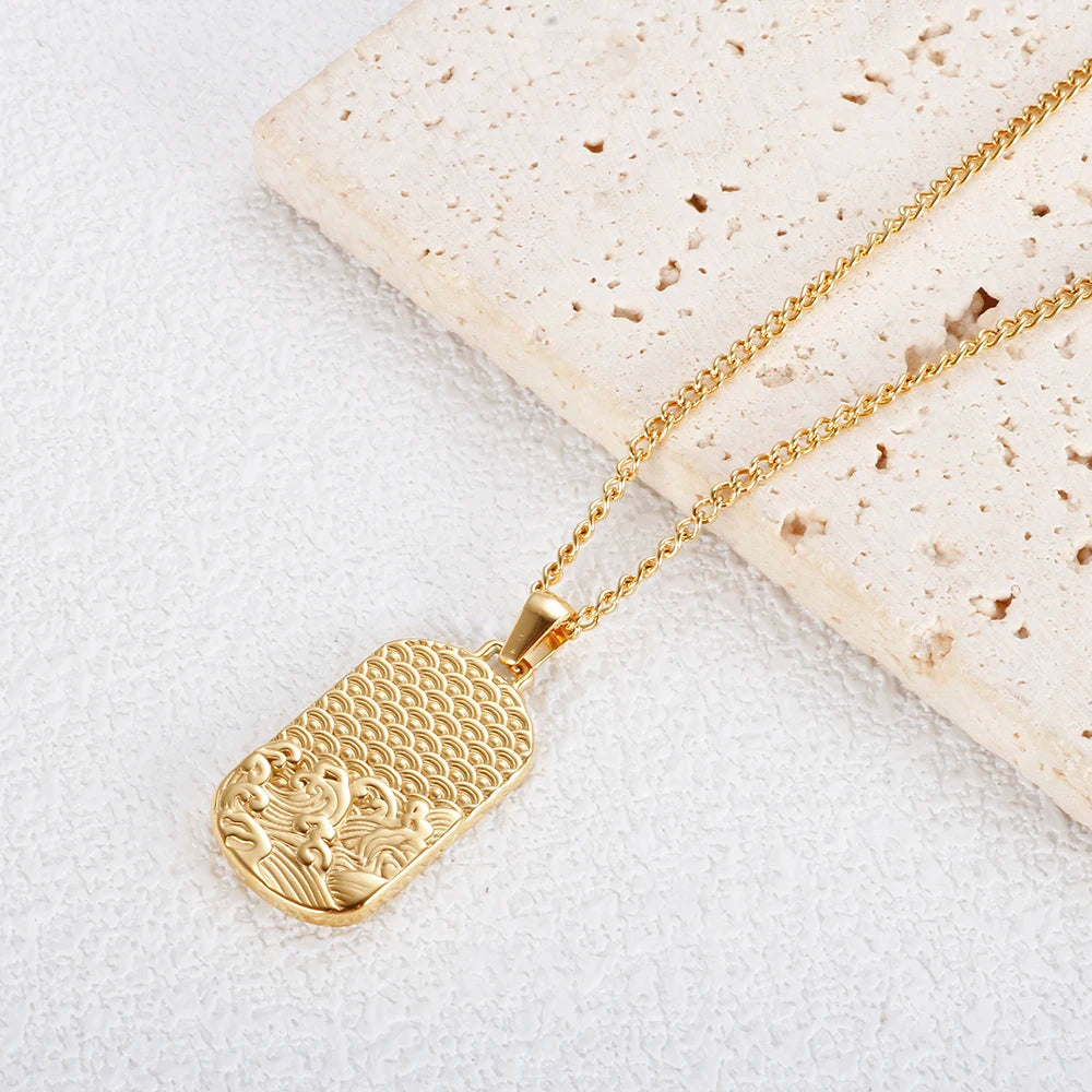 Square Pendants Delicate Stainless Steel Chain Pendant Necklace For Women Necklace