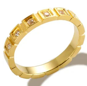 Crystal Zircon Bead Ring – Stainless Steel Fine Jewelry
