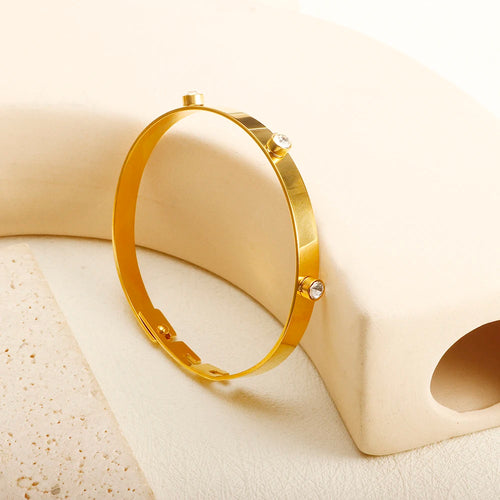 Crystal Triple-Stone Stainless Steel Bangle