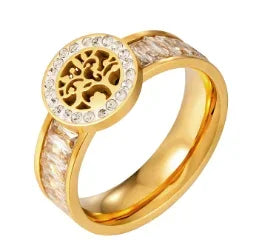 Zircon Inlay Ring – Waterproof Stainless Steel