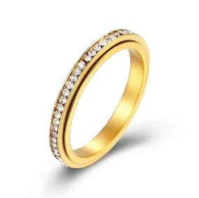 Zircon Inlay Ring – Waterproof Stainless Steel