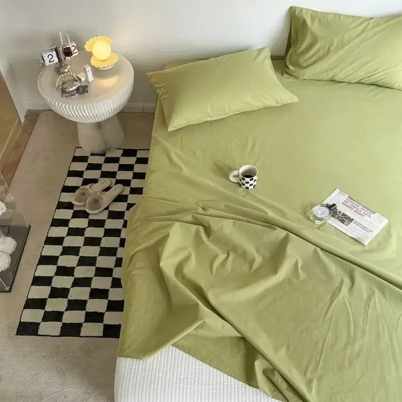 Bed Sheets Plaid Non-slip Comfortable Washed Twin Queen Full Size Nordic Style Universal Bedspread Simple Durable Antibacterial - HONORABLE VETERANS SOLUTIONS