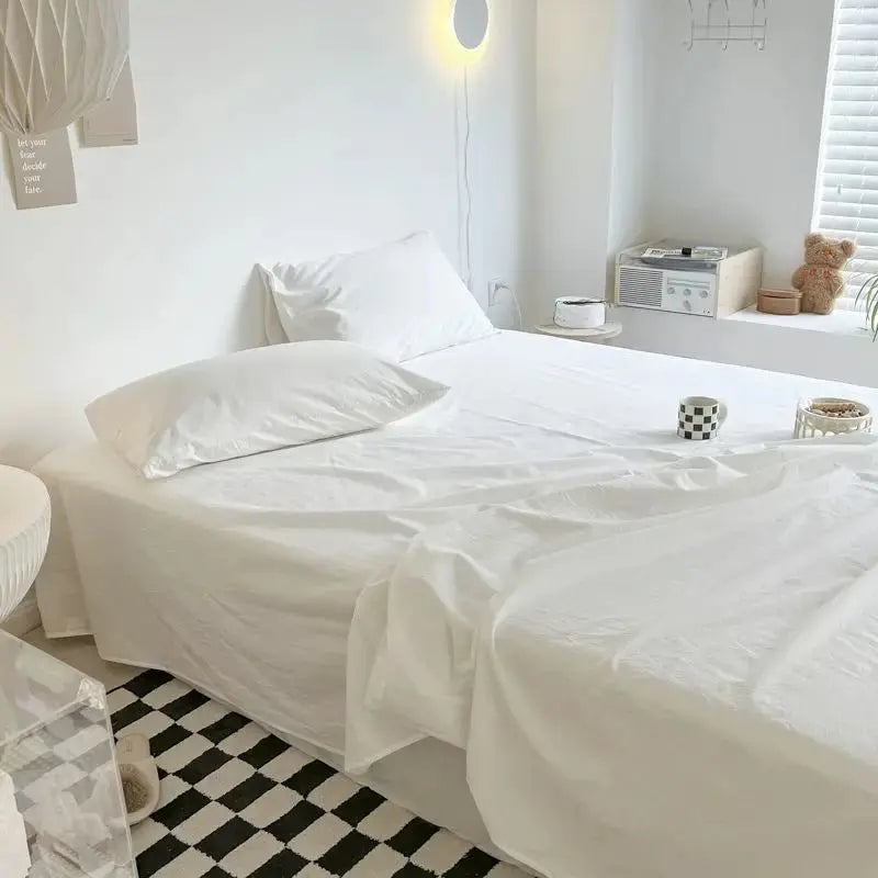 Bed Sheets Plaid Non-slip Comfortable Washed Twin Queen Full Size Nordic Style Universal Bedspread Simple Durable Antibacterial - HONORABLE VETERANS SOLUTIONS