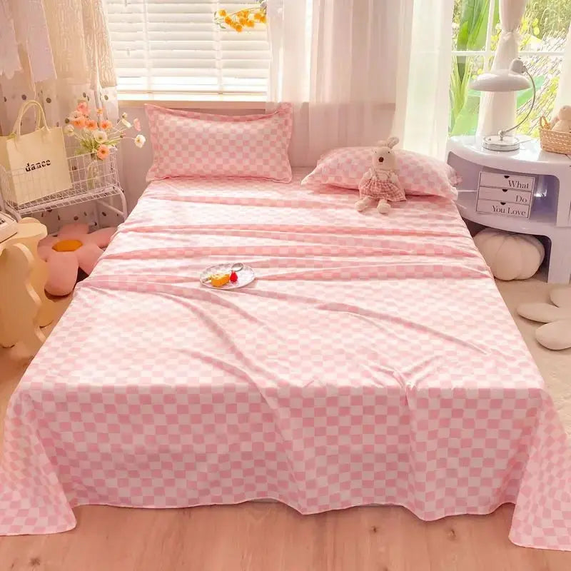 Bed Sheets Plaid Non-slip Comfortable Washed Twin Queen Full Size Nordic Style Universal Bedspread Simple Durable Antibacterial - HONORABLE VETERANS SOLUTIONS