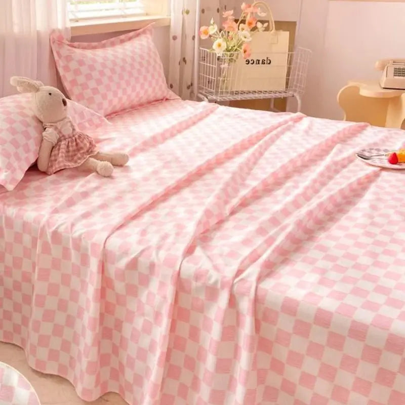 Bed Sheets Plaid Non-slip Comfortable Washed Twin Queen Full Size Nordic Style Universal Bedspread Simple Durable Antibacterial - HONORABLE VETERANS SOLUTIONS