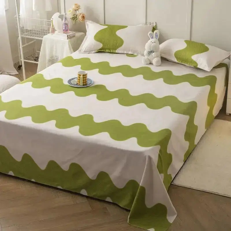 Bed Sheets Plaid Non-slip Comfortable Washed Twin Queen Full Size Nordic Style Universal Bedspread Simple Durable Antibacterial - HONORABLE VETERANS SOLUTIONS