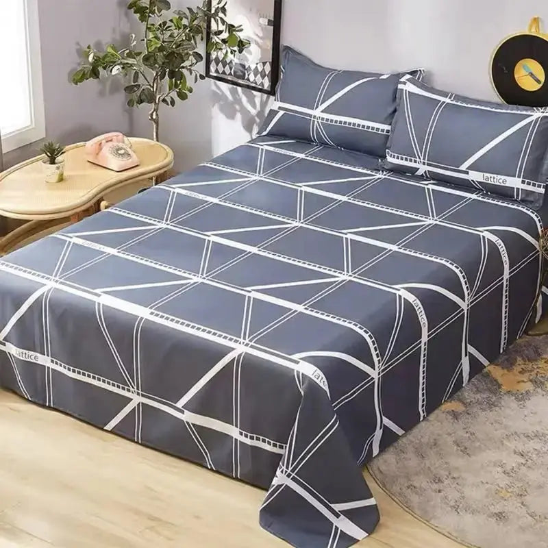 Bed Sheets Plaid Non-slip Comfortable Washed Twin Queen Full Size Nordic Style Universal Bedspread Simple Durable Antibacterial - HONORABLE VETERANS SOLUTIONS