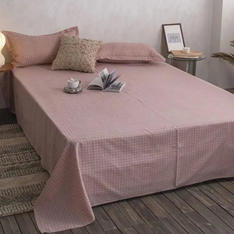 Bed Sheets Plaid Non-slip Comfortable Washed Twin Queen Full Size Nordic Style Universal Bedspread Simple Durable Antibacterial - HONORABLE VETERANS SOLUTIONS