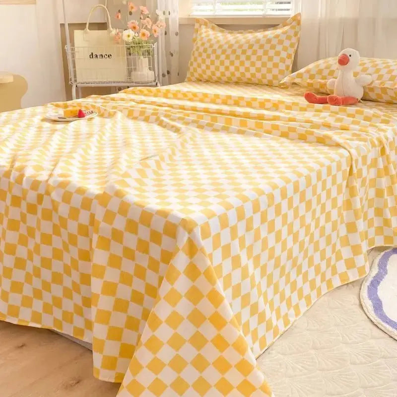 Bed Sheets Plaid Non-slip Comfortable Washed Twin Queen Full Size Nordic Style Universal Bedspread Simple Durable Antibacterial - HONORABLE VETERANS SOLUTIONS