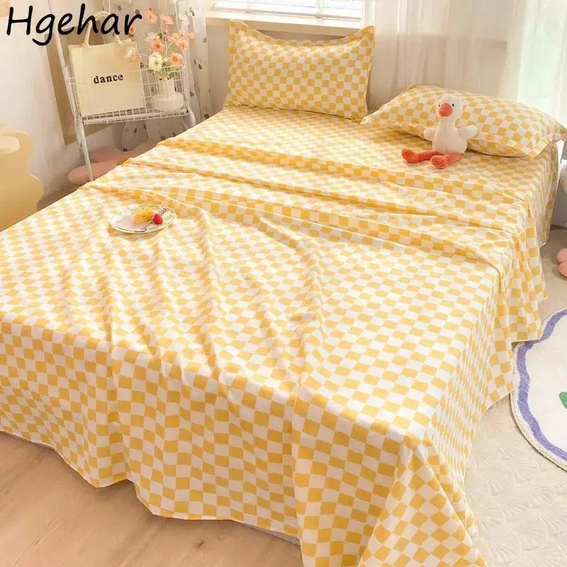 Bed Sheets Plaid Non-slip Comfortable Washed Twin Queen Full Size Nordic Style Universal Bedspread Simple Durable Antibacterial - HONORABLE VETERANS SOLUTIONS