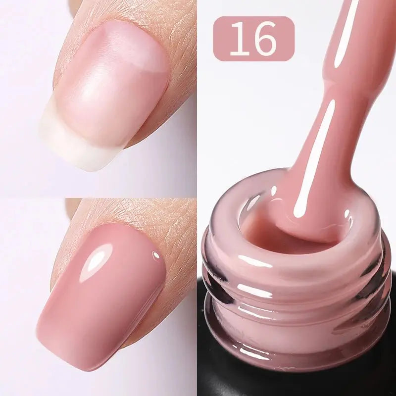 BORN PRETTY 15ml Milky Pink Rubber Base Gel Nail Polish Glitter Semi-Permanent Varnish Soak Off Self Leveling UV LED Polish - HONORABLE VETERANS SOLUTIONS