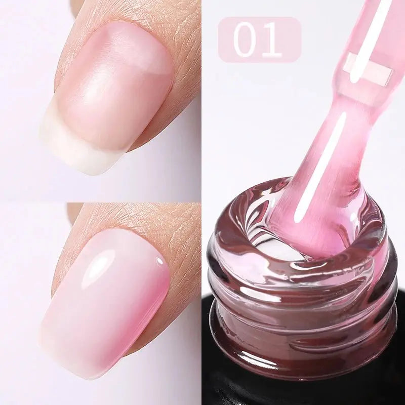 BORN PRETTY 15ml Milky Pink Rubber Base Gel Nail Polish Glitter Semi-Permanent Varnish Soak Off Self Leveling UV LED Polish - HONORABLE VETERANS SOLUTIONS