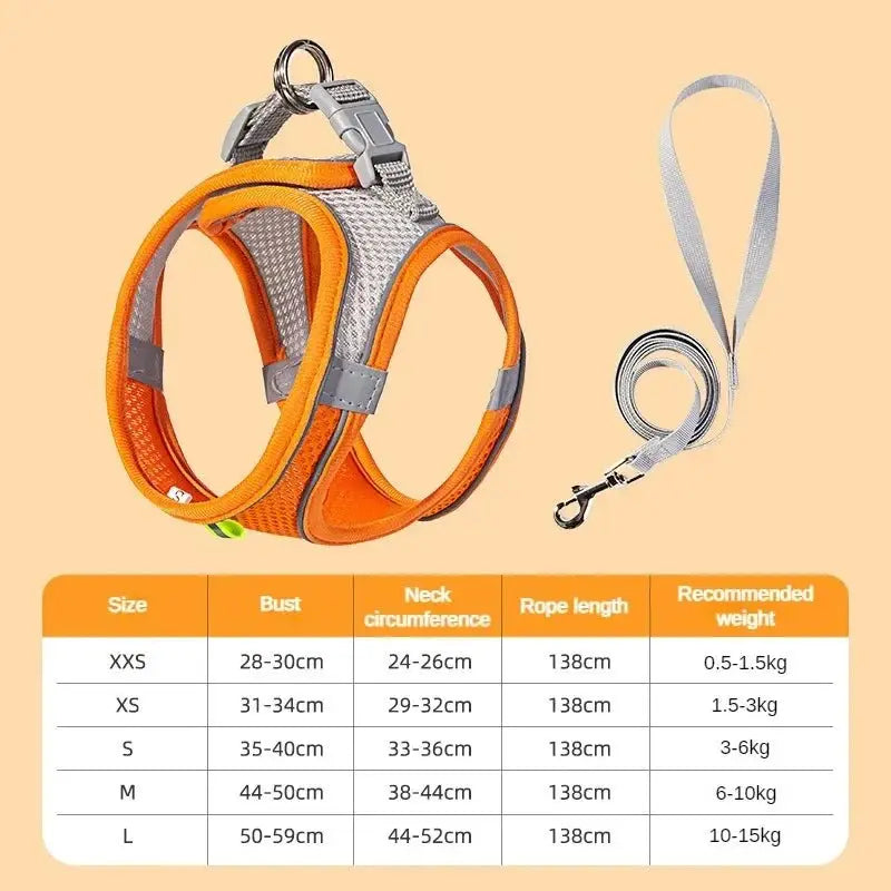 Cats Dog Accessories Small Dog Collar Safety Vest Pet Chest Rope Dogs Cover Breathable Adjustable Harnesses Supplies Products - HONORABLE VETERANS SOLUTIONS