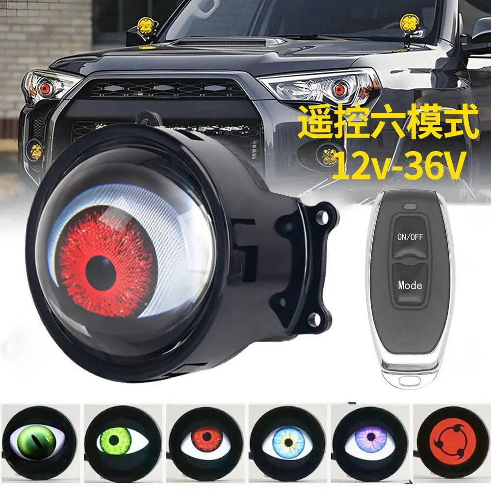 Cross-border new dynamic LED car headlight 3 inch demon eye LED eye light modified eagle eye light blink light - HONORABLE VETERANS SOLUTIONS