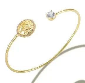 Crystal Triple-Stone Stainless Steel Bangle - HONORABLE VETERANS SOLUTIONS